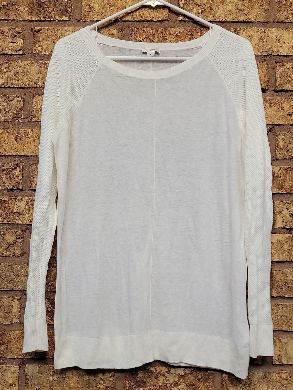 Gap Linen Viscose Blend Lightweight Sweater Ivory Size Medium Stichy Sleeve
